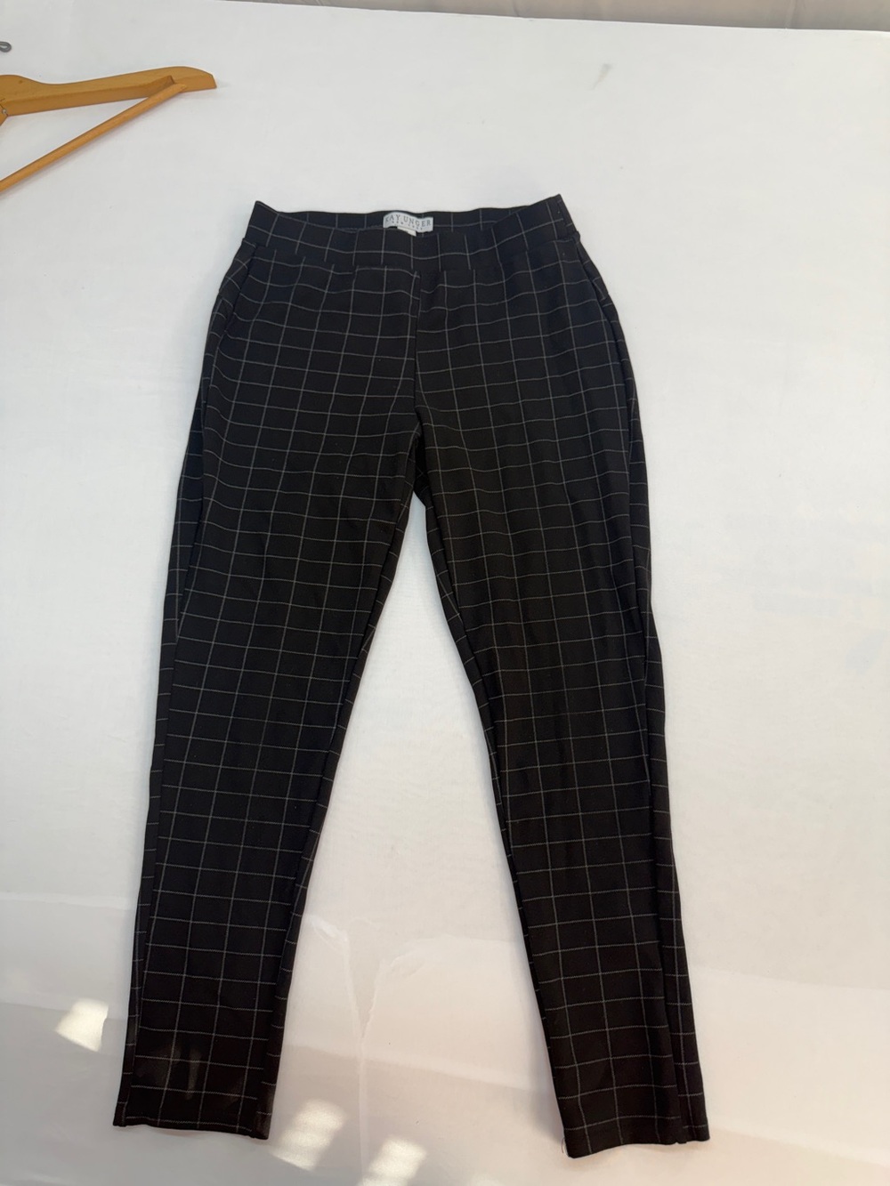 Kay Unger Black Pants with Subtle White Windowpane